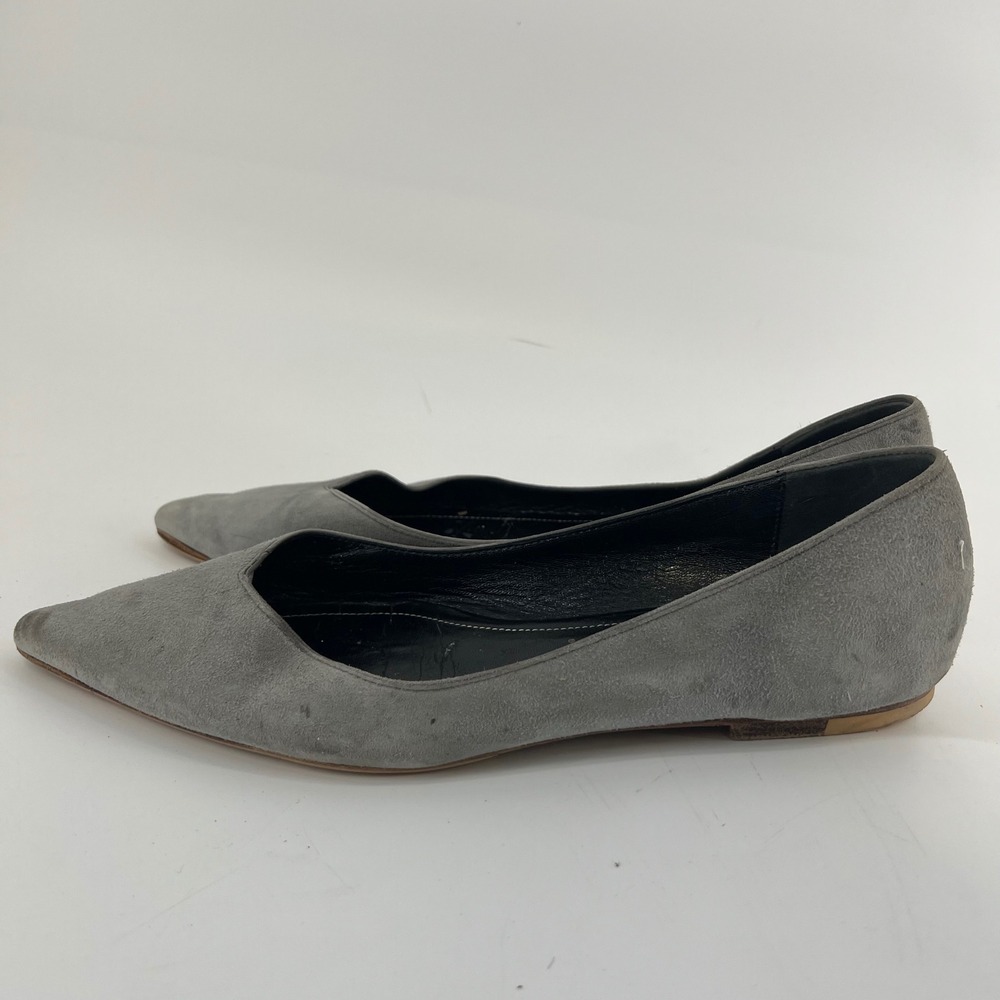 Balenciaga Paris Grey Suede Pointed Toe V-Neck Flats Shoes Size 38 Made in Italy - Picture 3 of 10